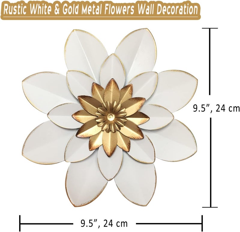 Picfarce Metal Flower Wall Art Decor, 9.5“ Rustic Modern Floral Sculpture, Distressed Iron Wall Hanging Home Decoration Accent Artworks for Indoor Kitchen Bedroom Living Room Office Outdoor Garden Patio - Image 4
